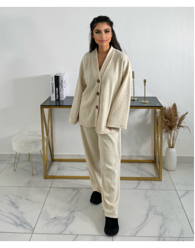 ENSEMBLE EFFET VELOUR - BEIGE