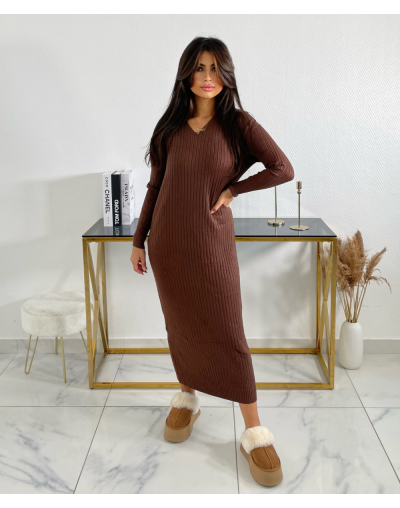 ROBE VIVIA EN MAILLE  - MARRON