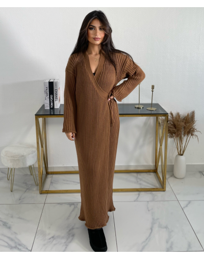 ROBE STELIYAA EN MAILLE - MARRON