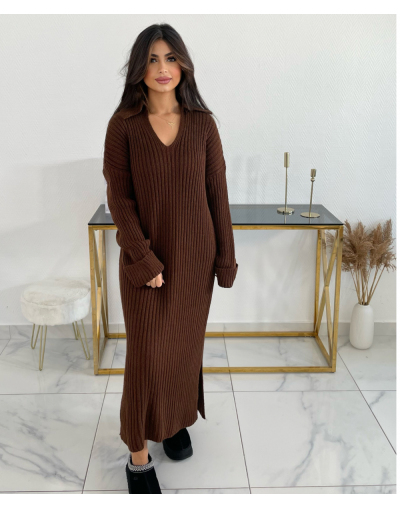 ROBE MATHILDE EN MAILLE - MARRON