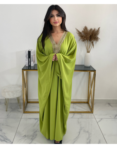 ABAYA PAPILLON - VERT ANIS