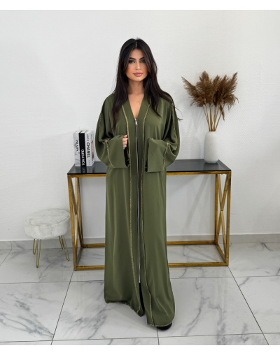 ABAYA À ZIP SHAYLAA - kaki