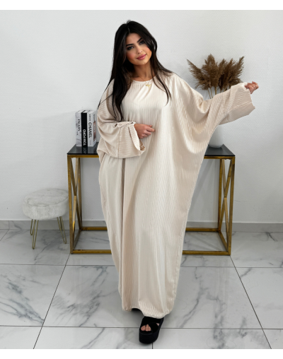 ABAYA À RAYURE ZAZA - BEIGE
