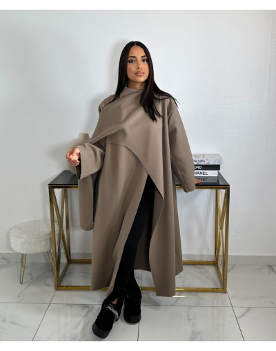 Veste cape longue - Taupe